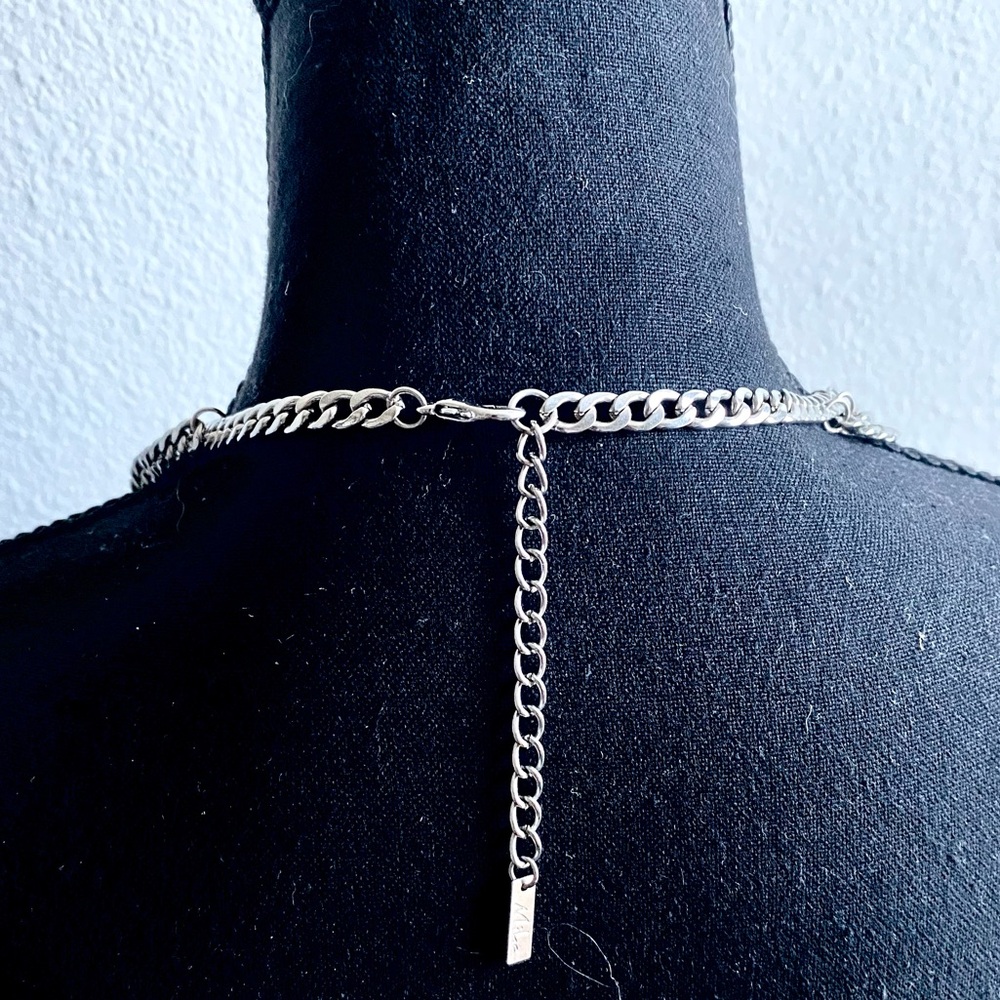 Silver Chain Statement Collar Necklace - image 4